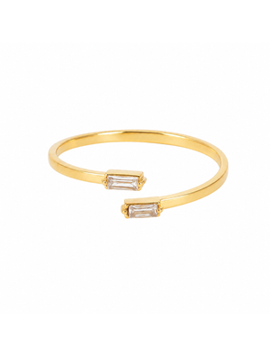 Bague dorée Loelia blanc
