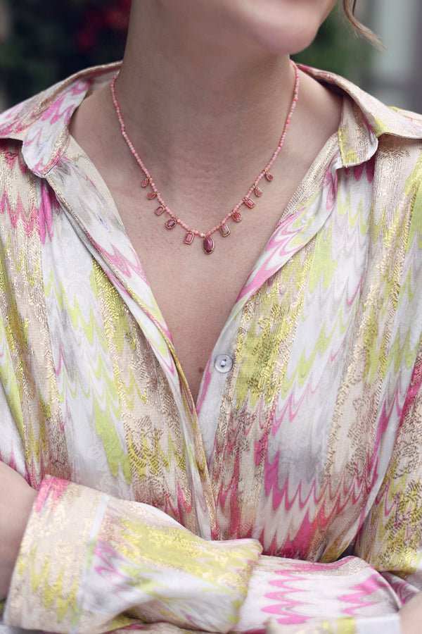 Collier doré Elouane rhodonite