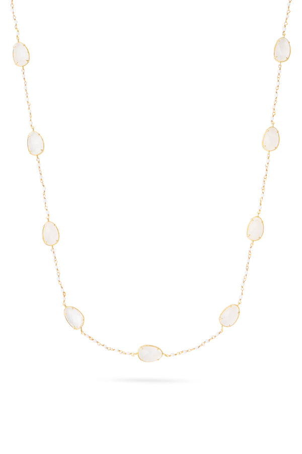 Collier sautoir doré Estelle quartz blanc