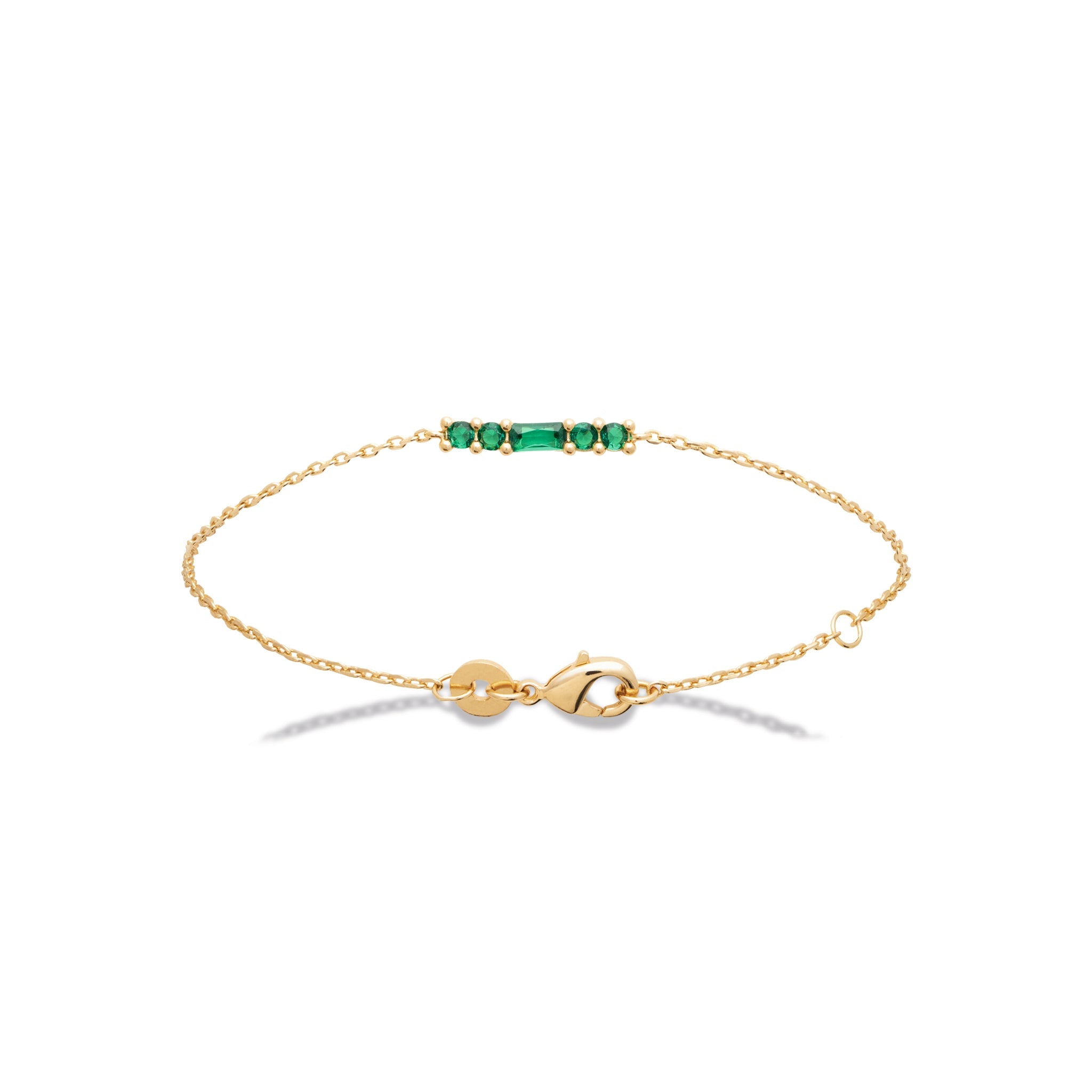 Bracelet MASHA en plaqué or, orné de pierres vertes étincelantes, bijou délicat et raffiné
