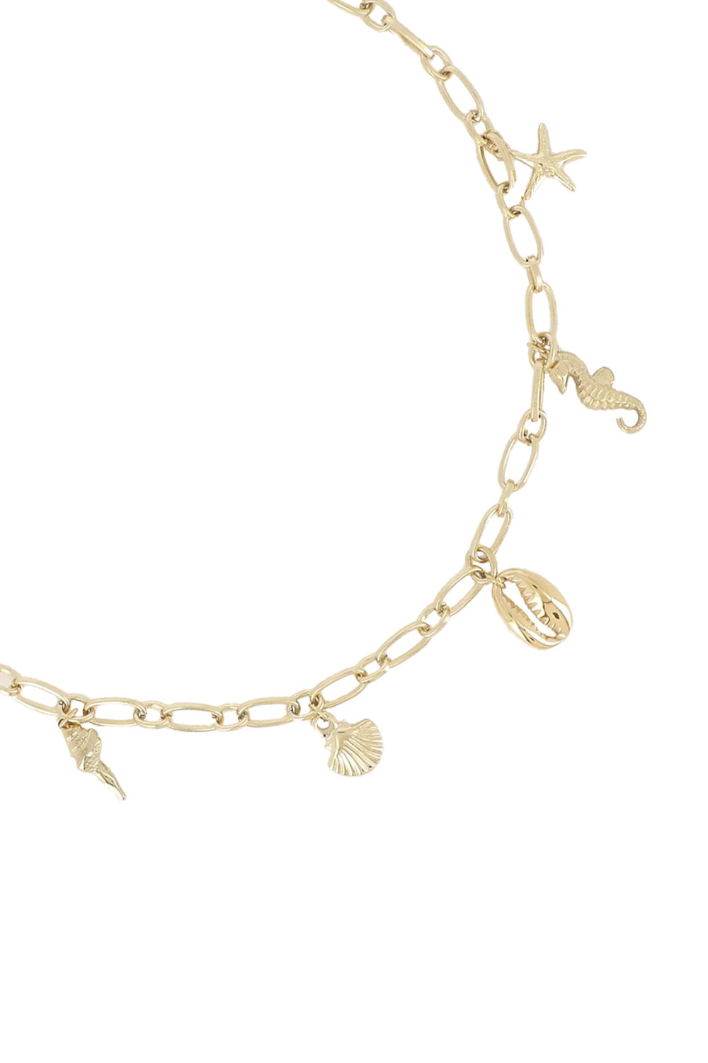 ANAYA Collier maille dore multi-pendentifs marins - Bijou photographié sur fond blanc