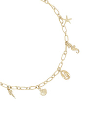 ANAYA Collier maille dore multi-pendentifs marins - Bijou photographié sur fond blanc