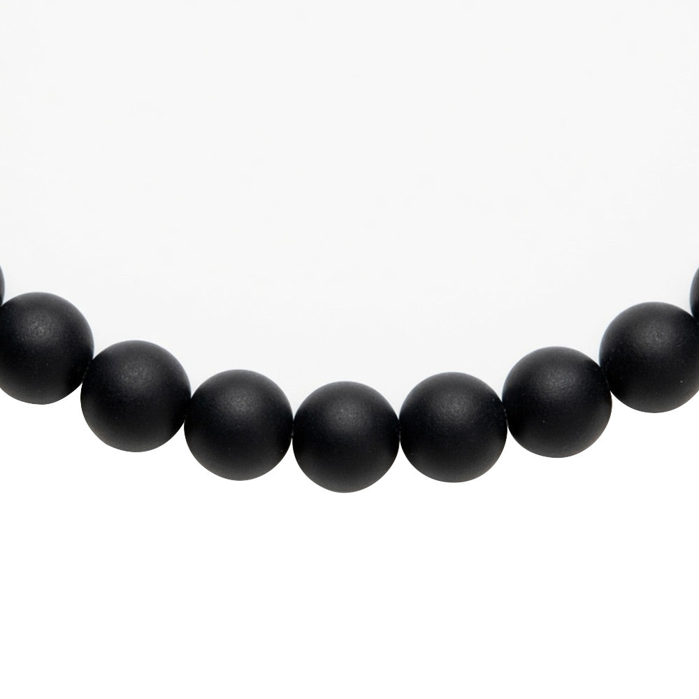 Bracelet personnalisable agate noire mate pour médaille à graver argent Léo 4 mm