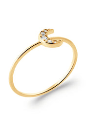 Bague dorée lune zircons Luna - Bijou photographié sur fond blanc