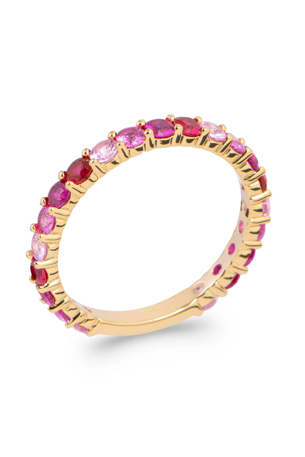 Bague dorée zircons Géraldine rose - Bijou photographié sur fond blanc