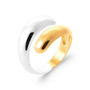 Bague argentée et dorée Mima bicolore - Bijou photographié sur fond blanc 