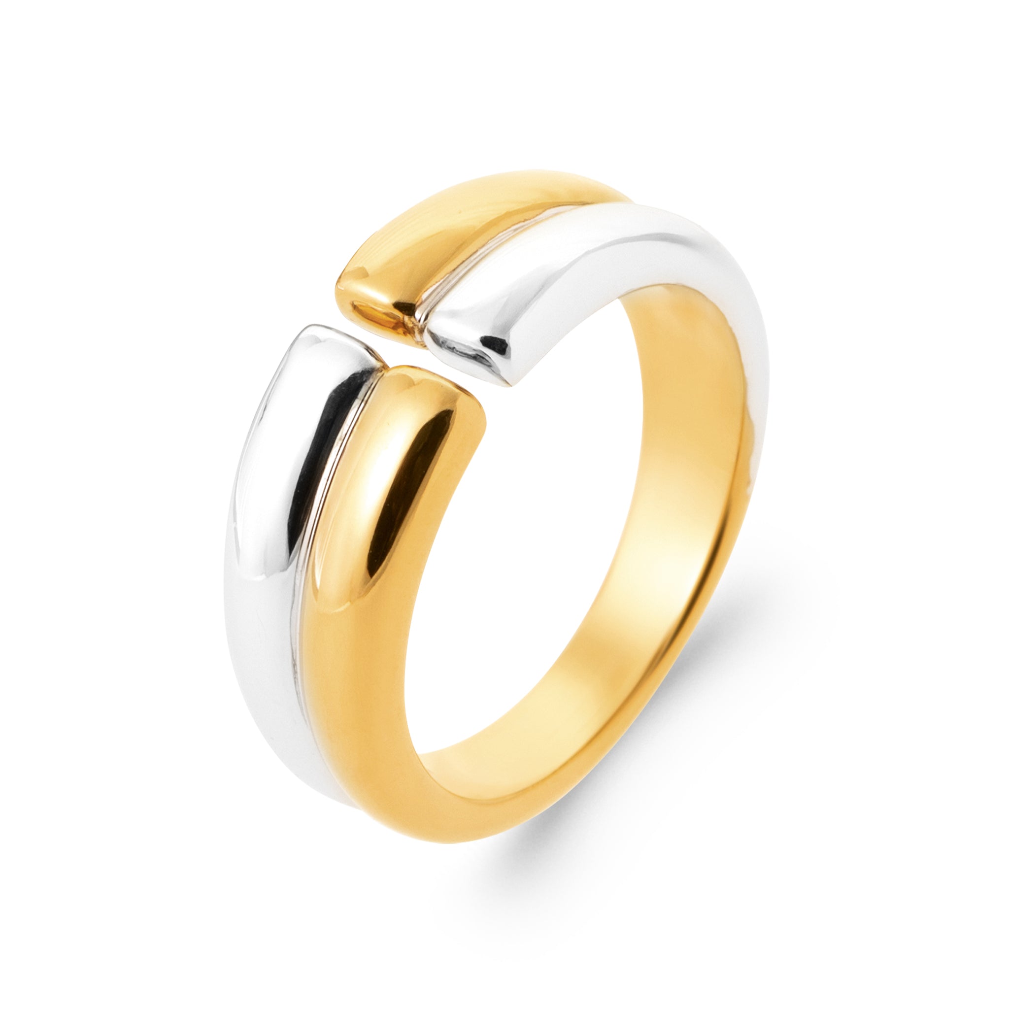 Bague dorée et argentée Laurence bicolore - Bijou photographié sur fond blanc