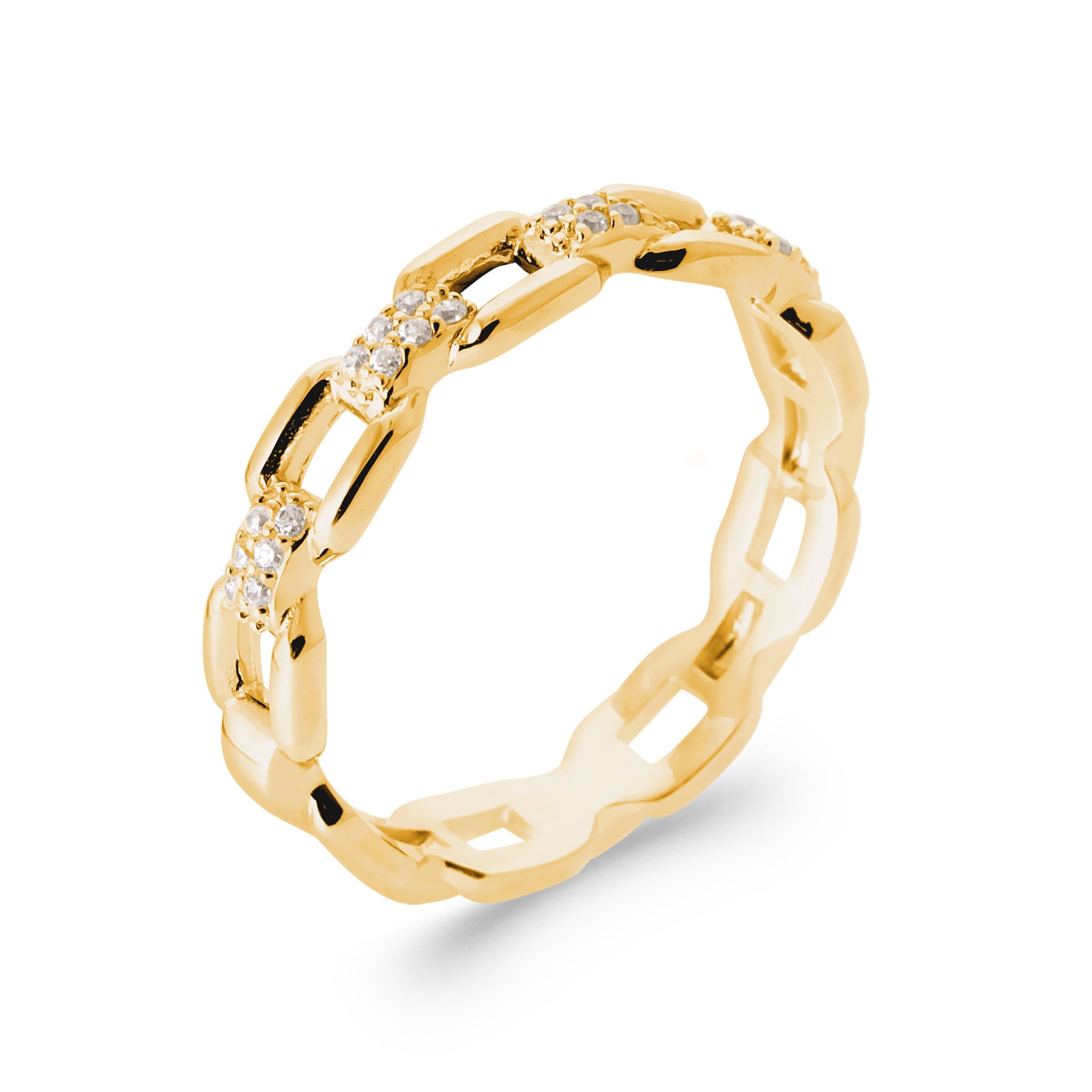Bague dorée zircons JONAS - Bijou photographié sur fond blanc