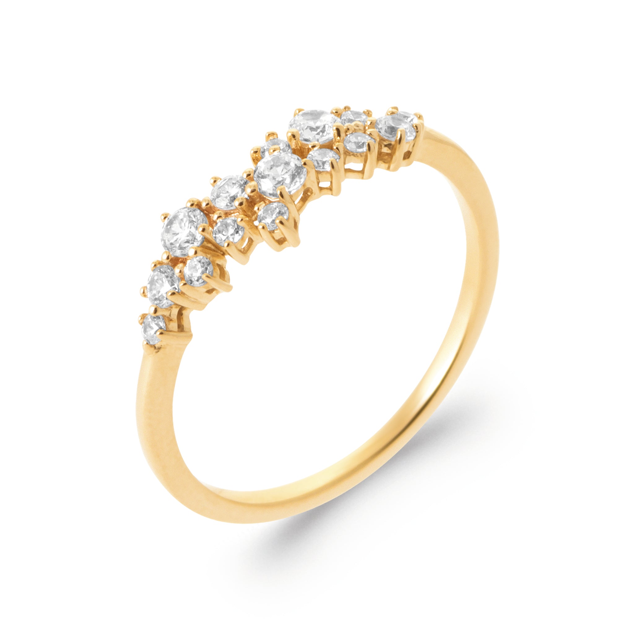 Bague dorée zircons NISRINE - Bijou photographié sur fond blanc