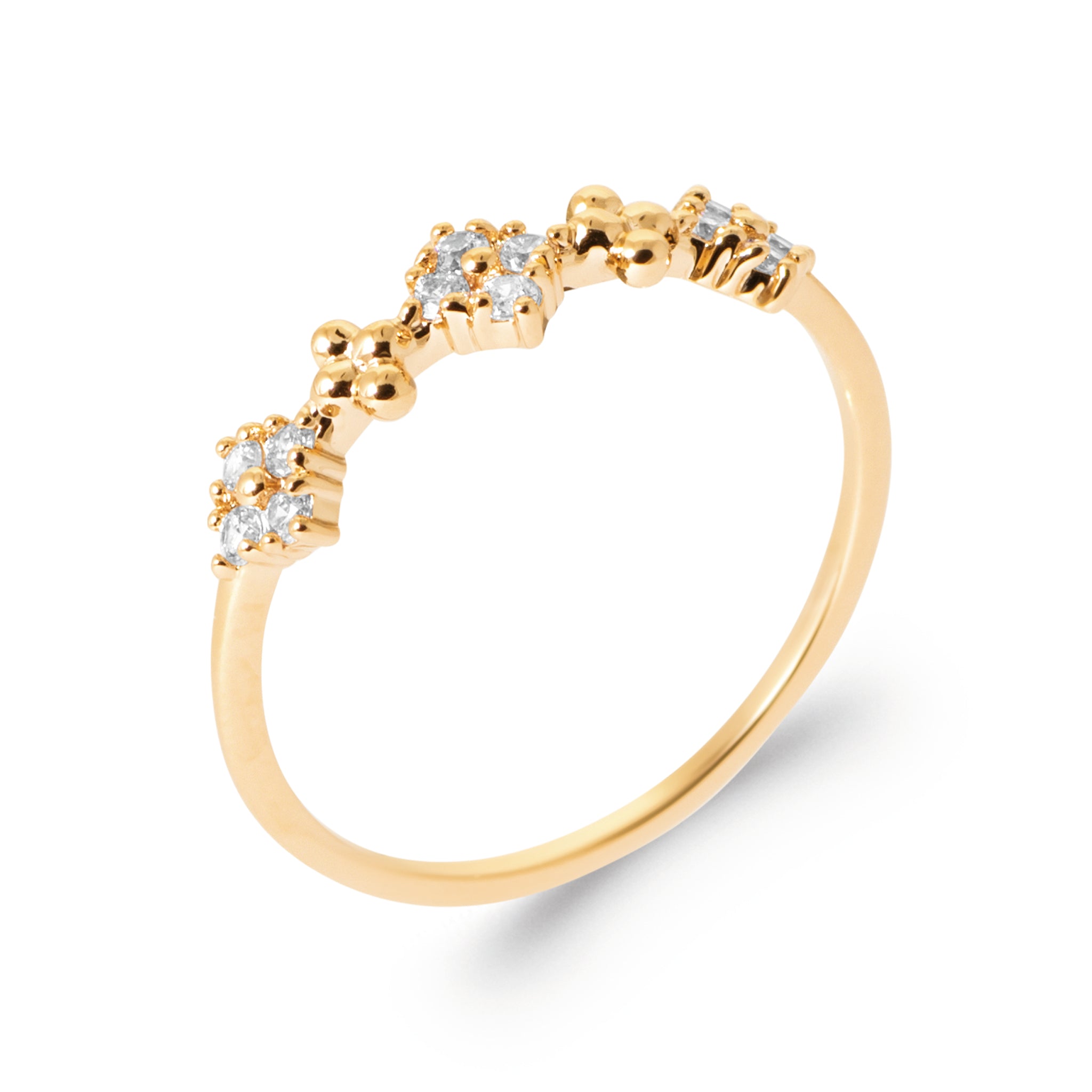 Bague dorée zircons THALY - Bijou photographié sur fond blanc
