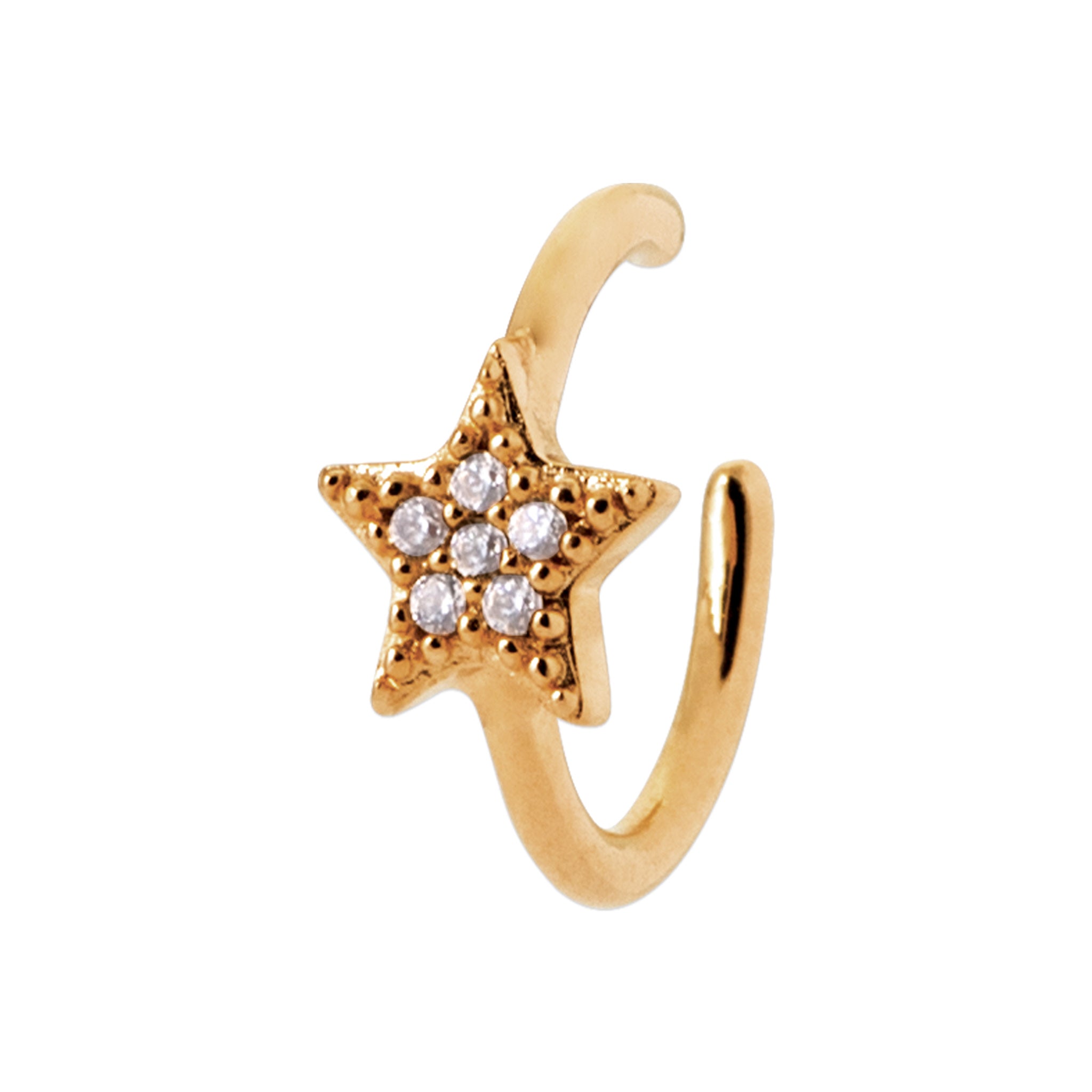 Bague d’oreille Star étoile zircons - Bijou photographié sur fond blanc 