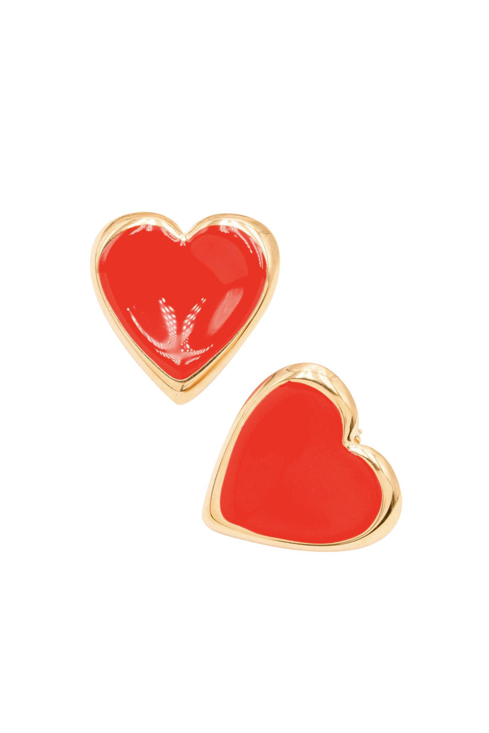 Boucles dorées coeur rouge IVANIE - Bijou photographié sur fond blanc