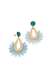 Boucles pendantes dorées Letizia bleu - Bijou photographié sur fond blanc