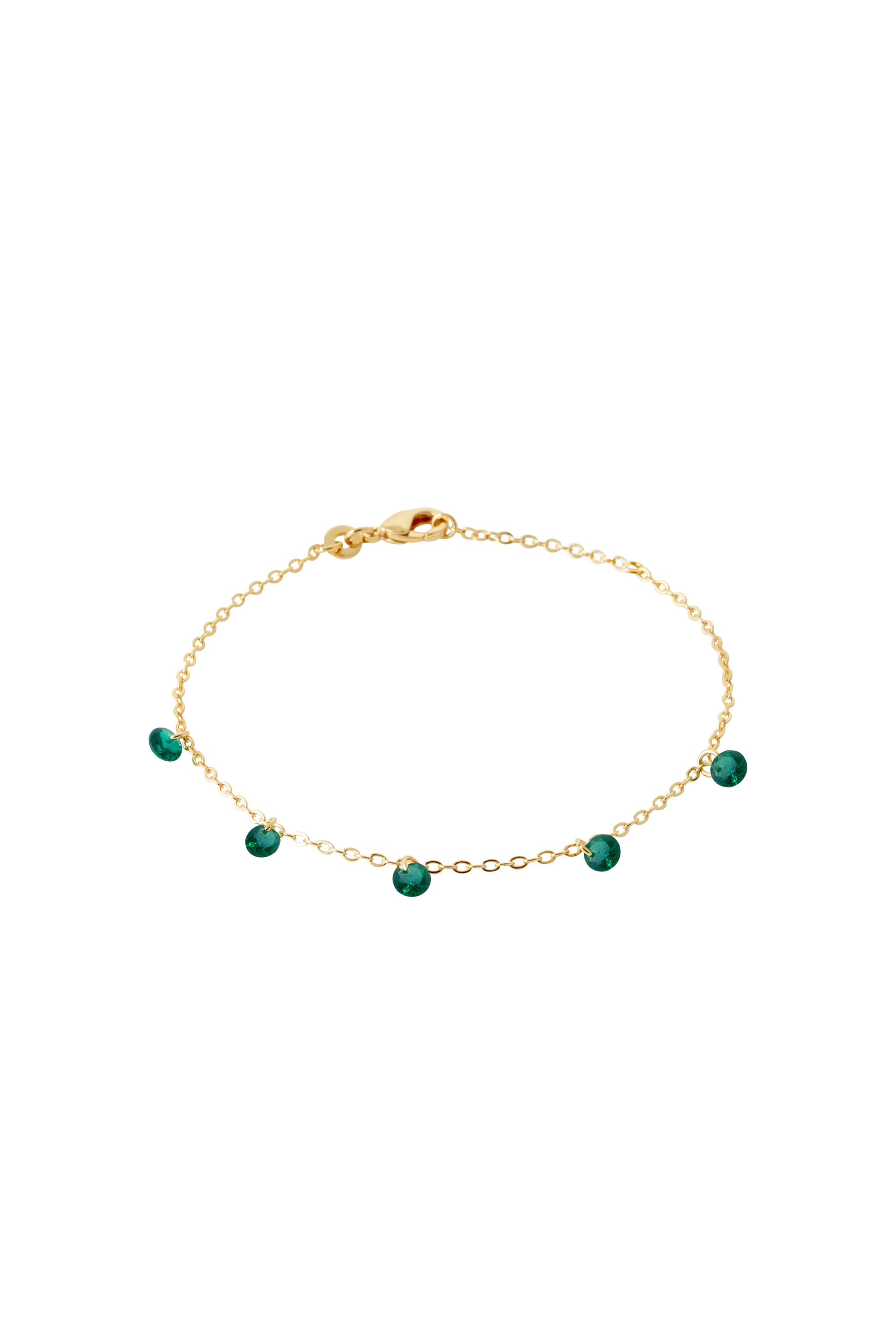 Bracelet doré Lise zircons vert - Bijou photographié sur fond blanc