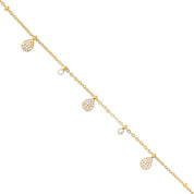 Bracelet doré Davia goutte orné de pendentifs sertis de zircons - Bijou photographié sur fond blanc