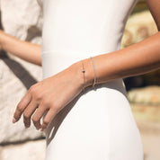 Bracelet tennis Felicia doré zircons - Collection Cérémonie - Bijou porté