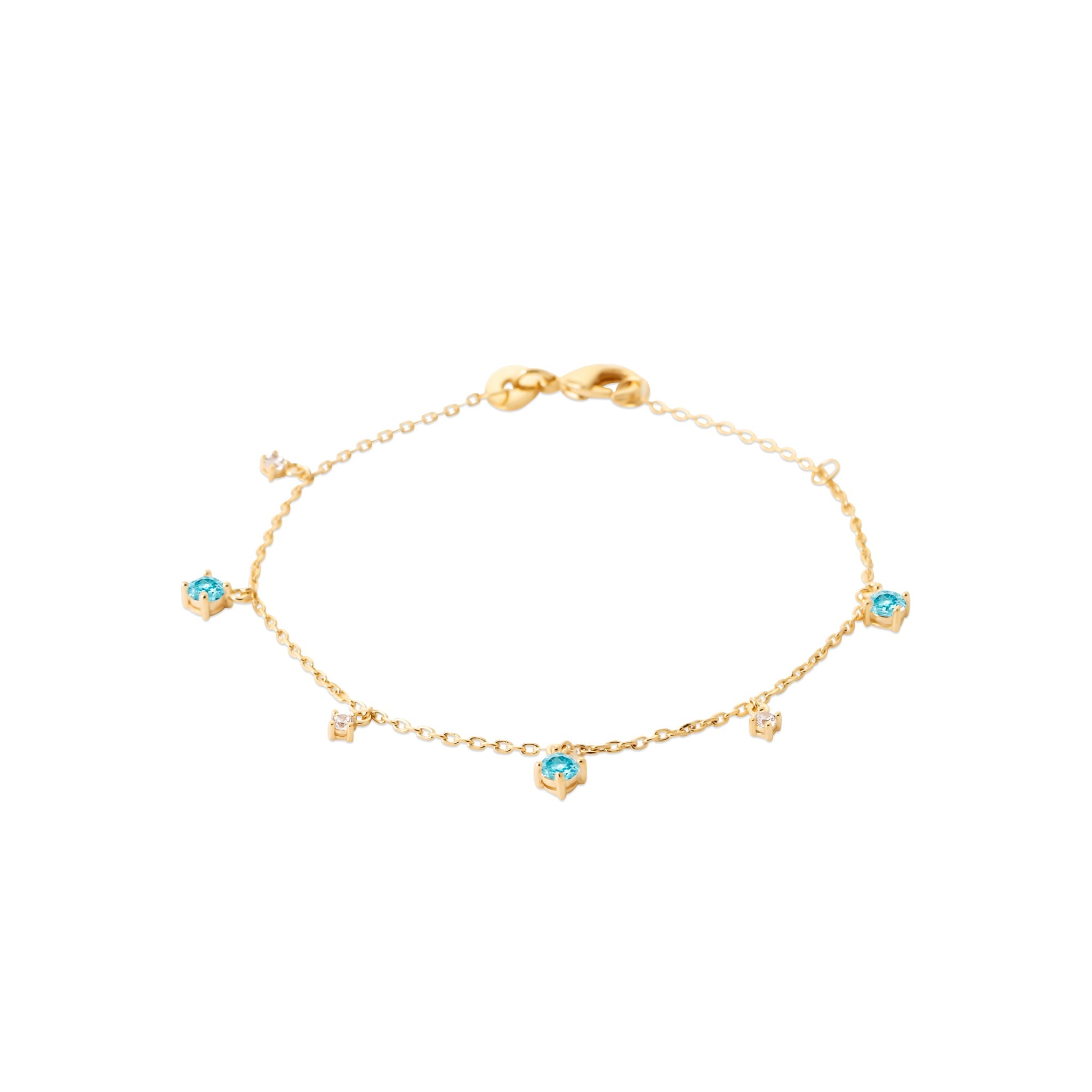 Bracelet doré Queena Bleu - Bijou photographié sur fond blanc