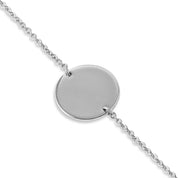 ALBA - Bracelet personnalisable argent médaille ronde et chaîne - Bijou photographié sur fond blanc