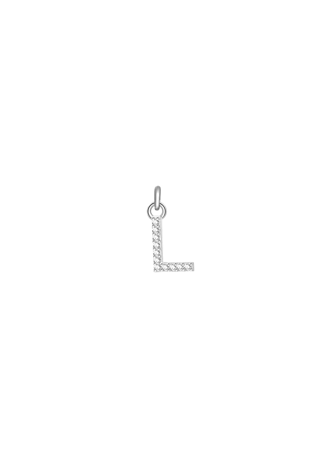Charm argent zircons lettre L - Bijou photographié sur fond blanc