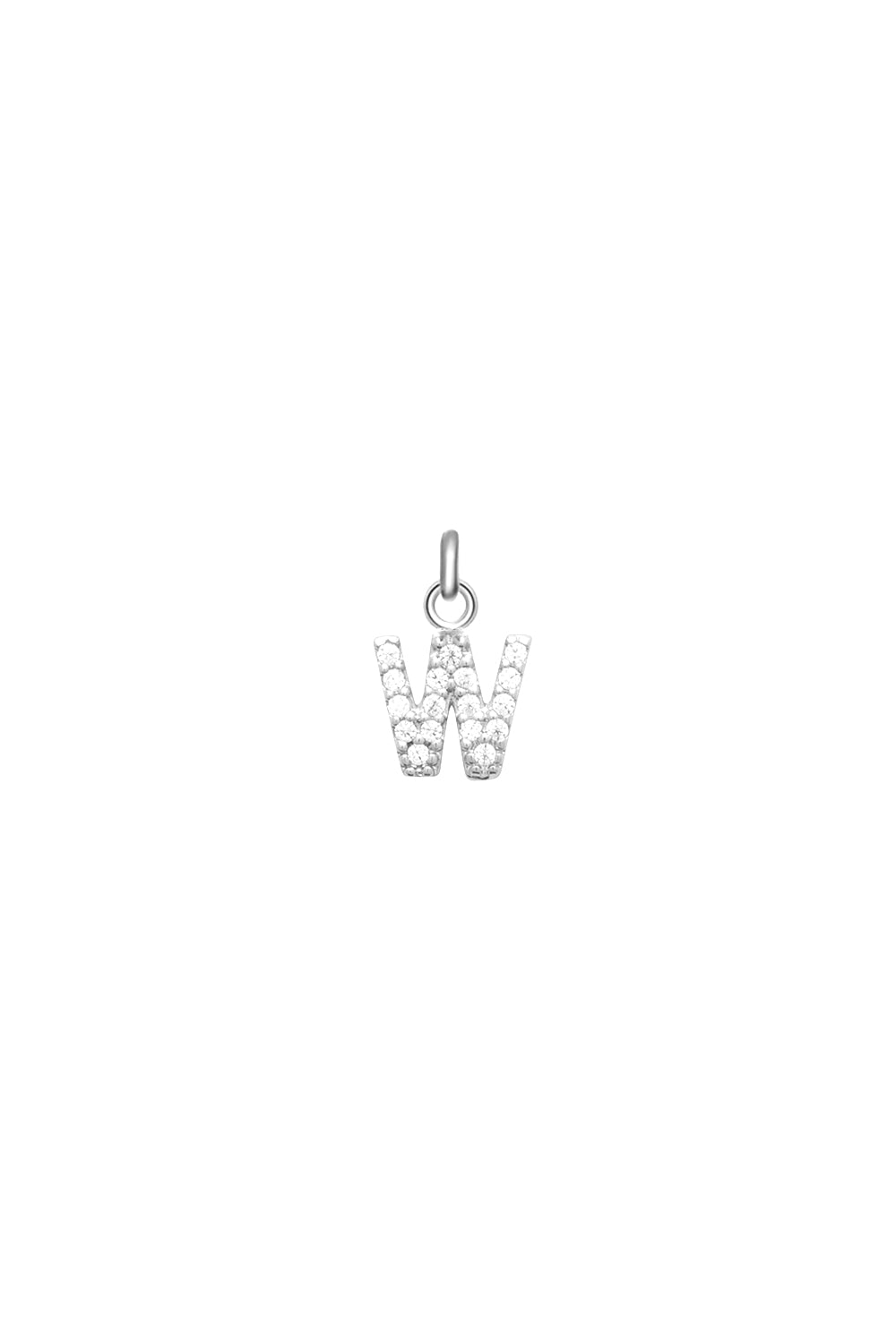 Charm argent zircons lettre W - Bijou photographié sur fond blanc