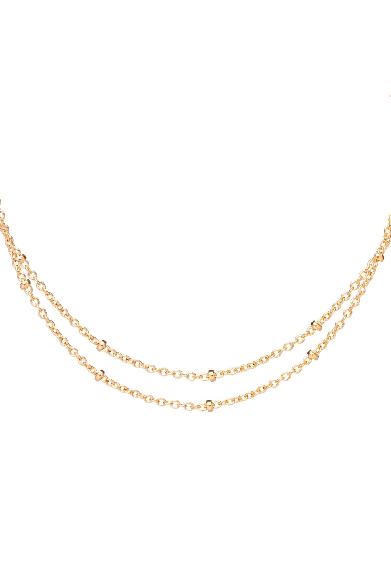 Collier doré double Tiana - Bijou photographié sur fond blanc