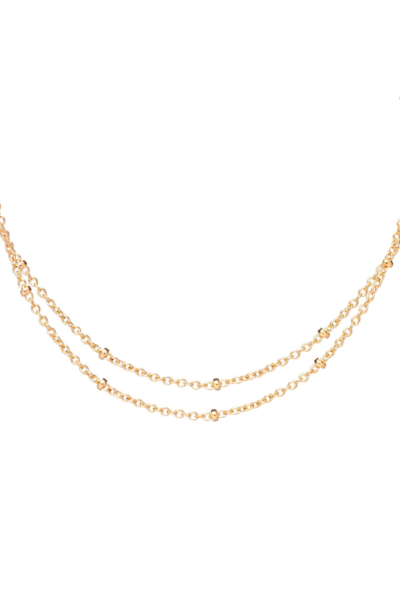 Collier doré double Tiana - Bijou photographié sur fond blanc