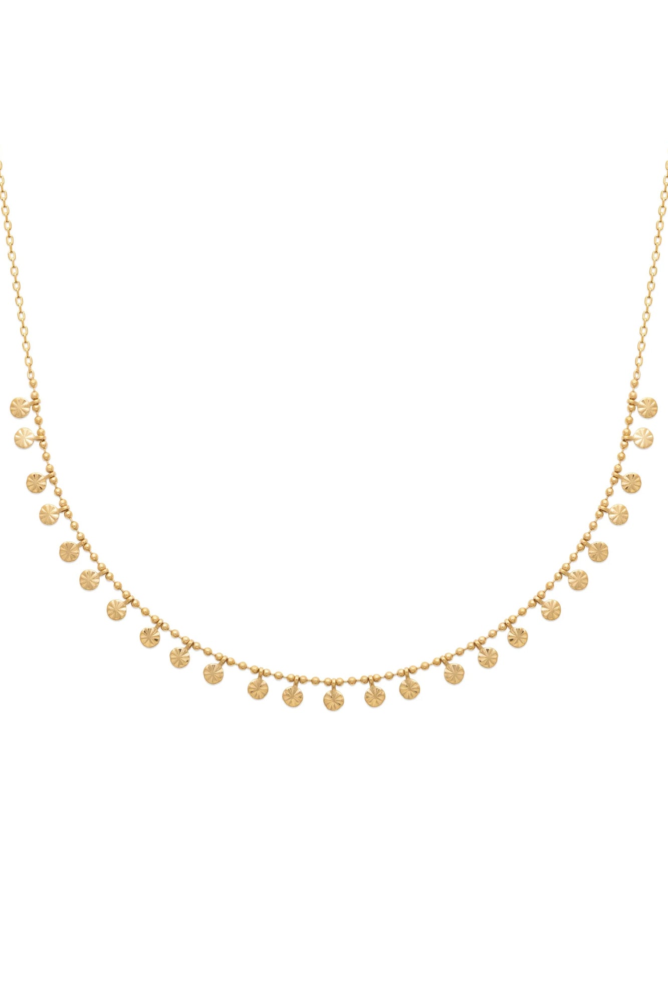 Collier doré Garance pampilles striées - Bijou photographié sur fond blanc