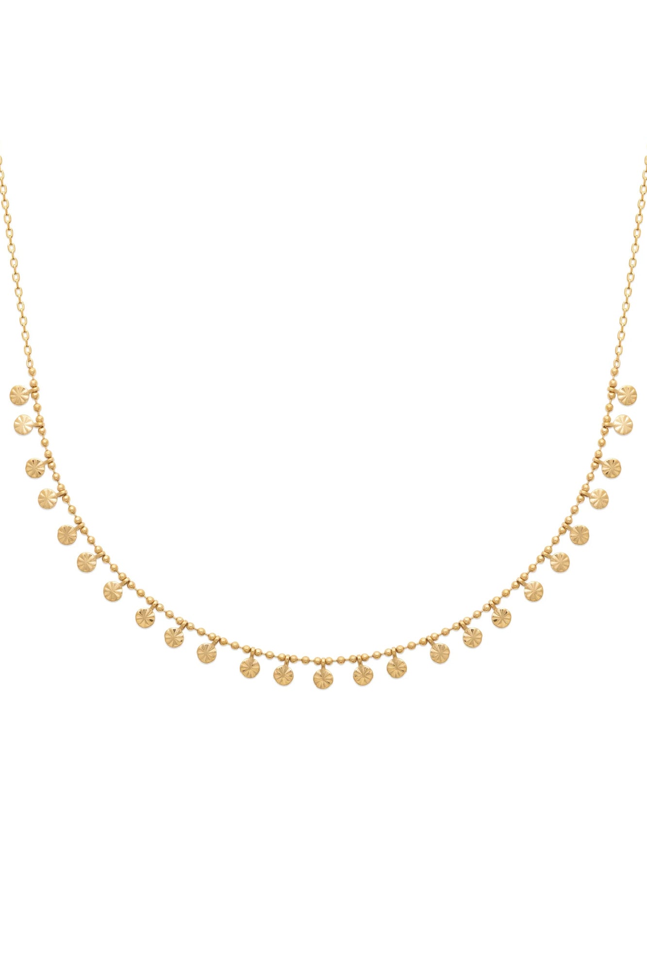 Collier doré Garance pampilles striées - Bijou photographié sur fond blanc