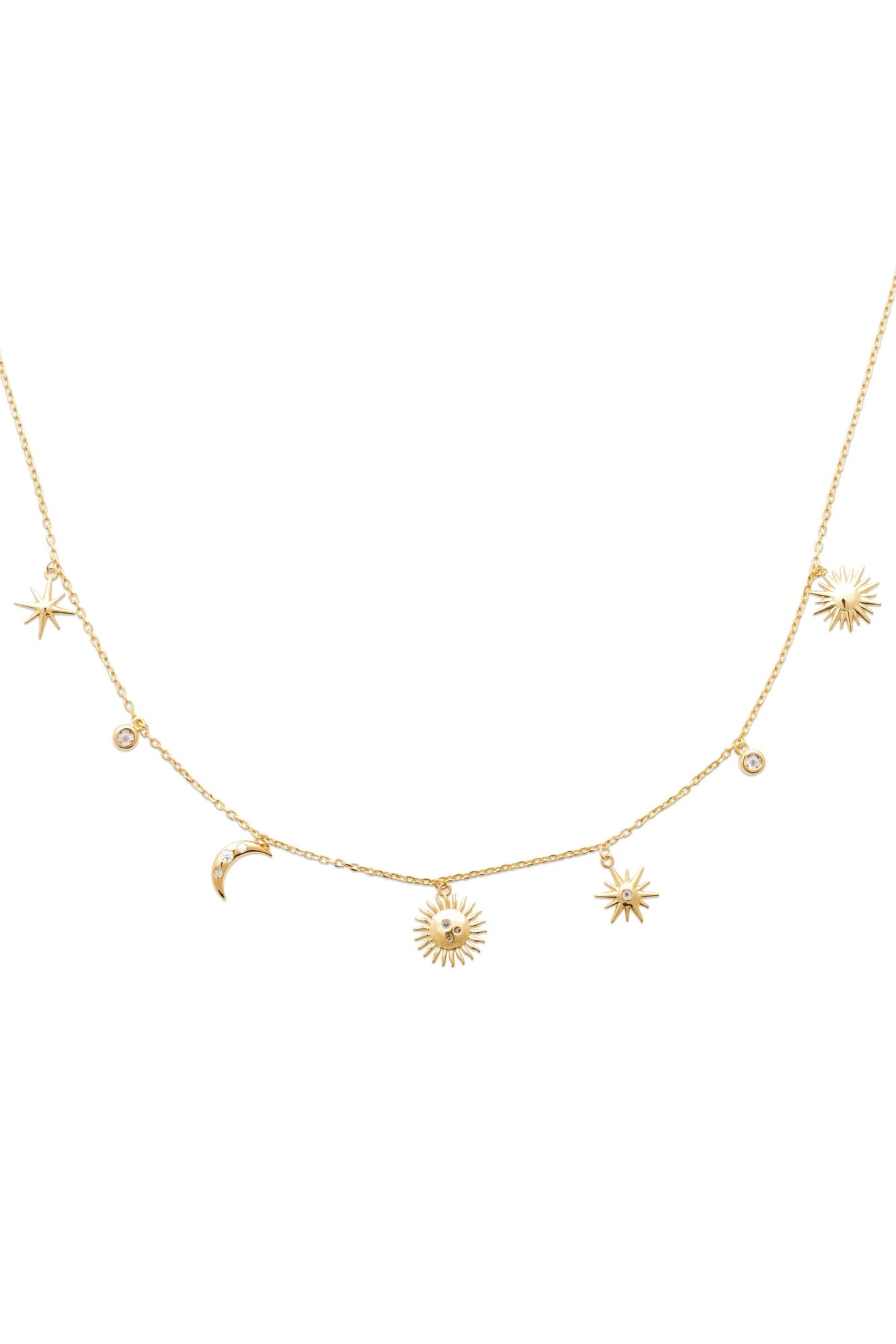 Collier doré pendentifs zircons CÉLESTA - Bijou photographié sur fond blanc