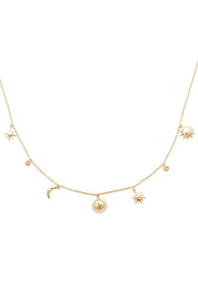 Collier doré pendentifs zircons CÉLESTA - Bijou photographié sur fond blanc