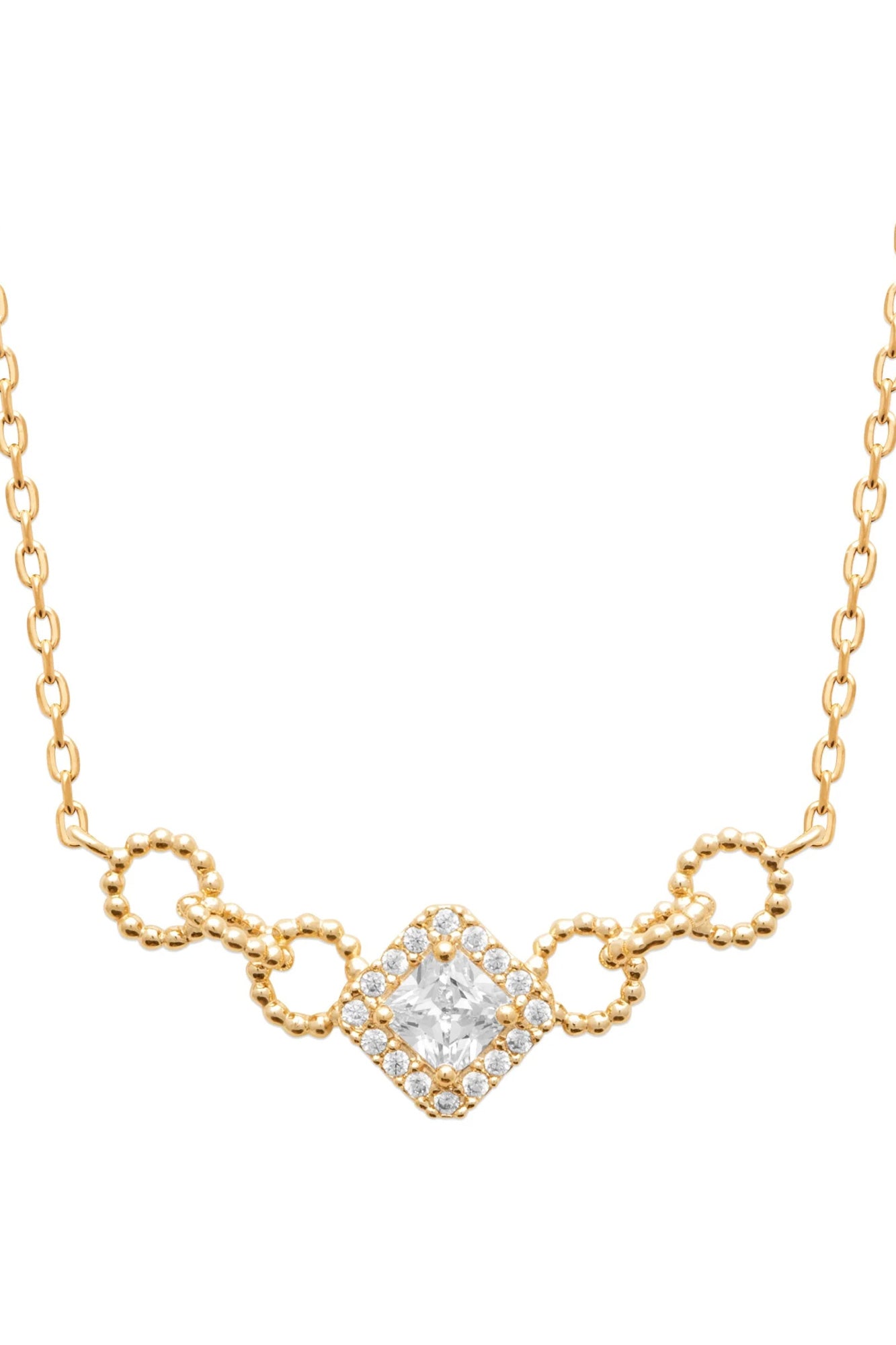 Collier doré zircons pendentif Marine - Bijou photographié sur fond blanc