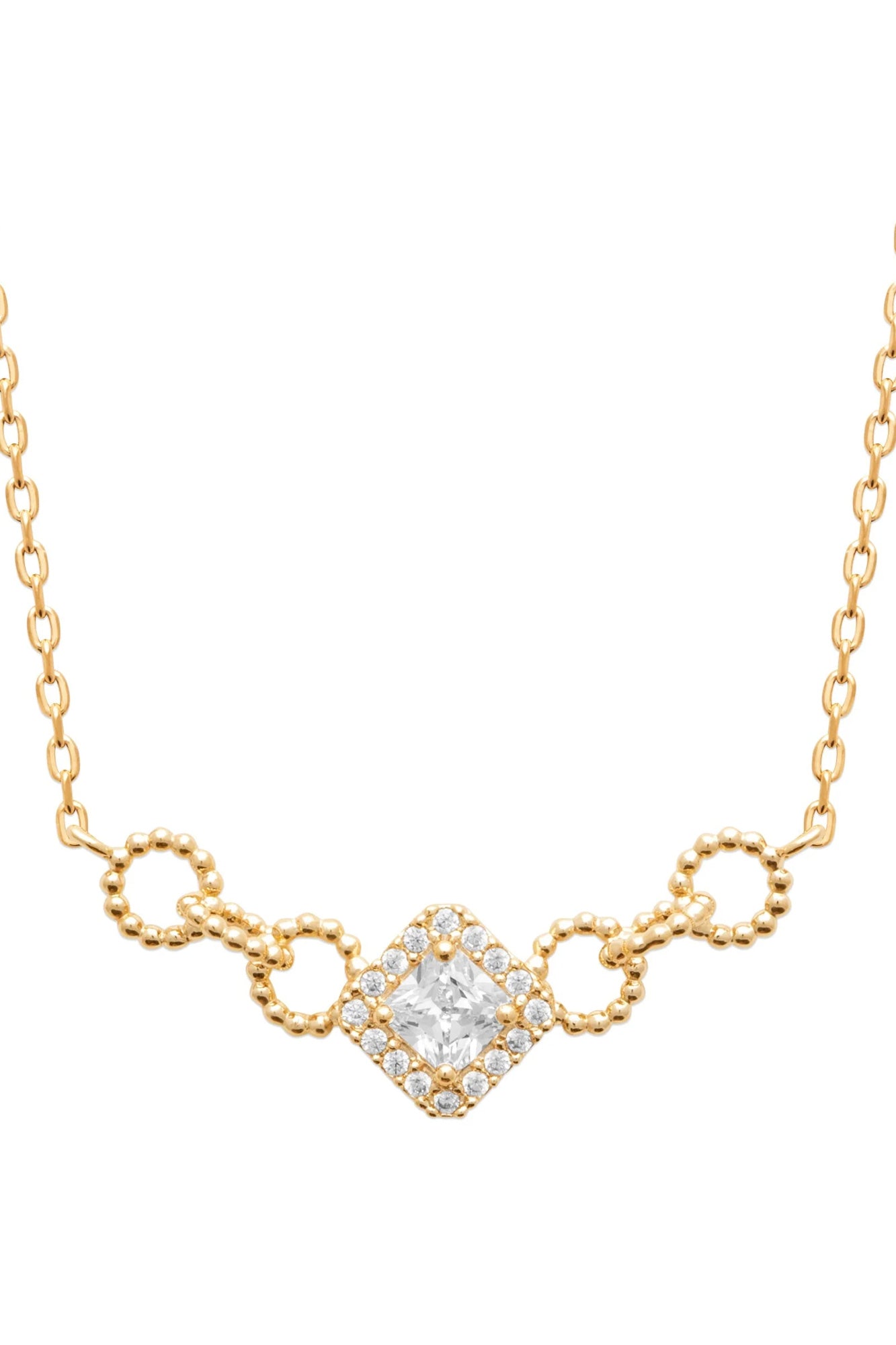 Collier doré zircons pendentif Marine - Bijou photographié sur fond blanc