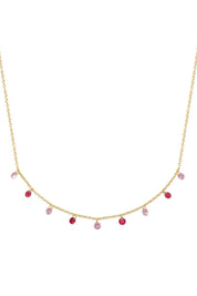 Collier doré Lise pampilles zircons rose - Bijou photographié sur fond blanc