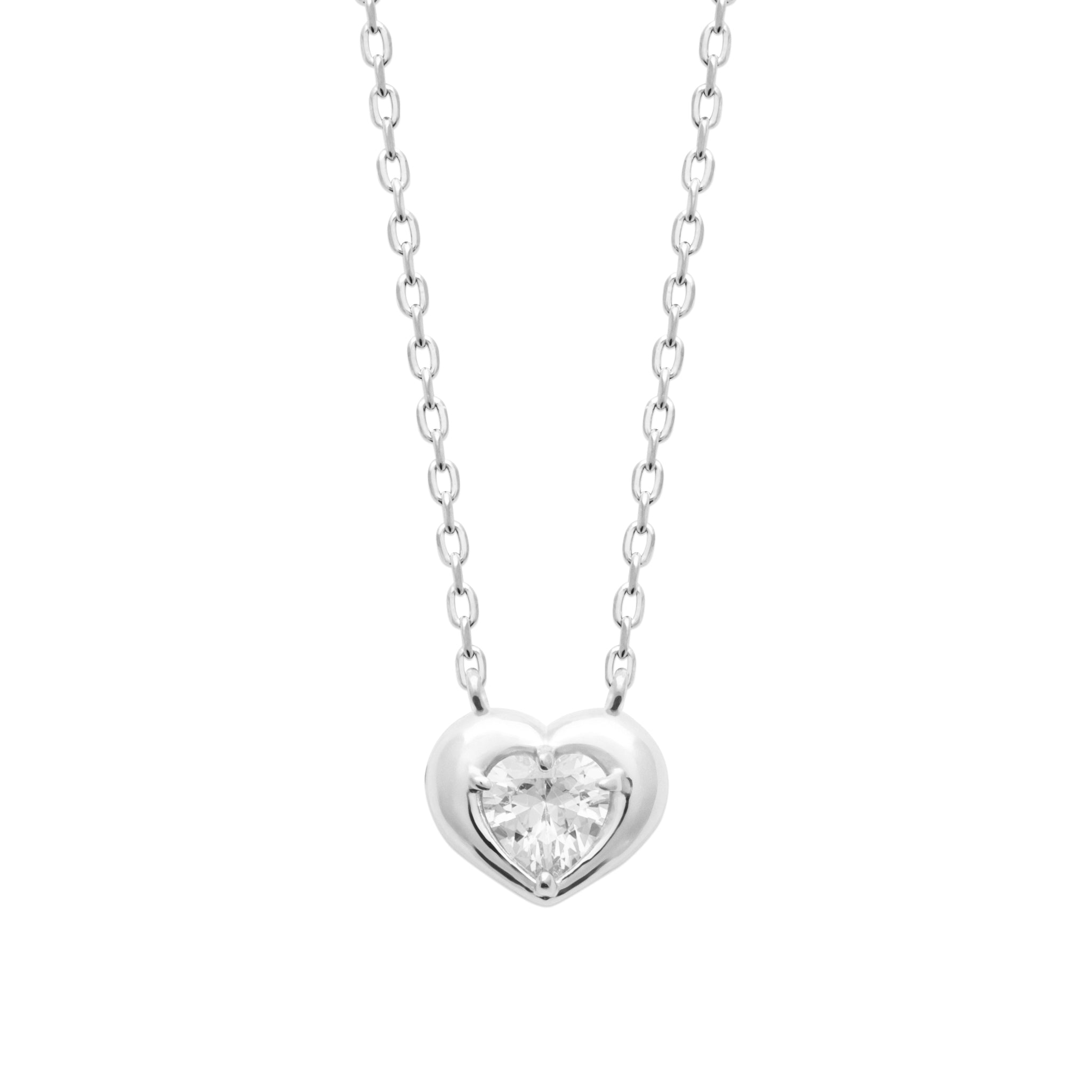 Collier argenté AMANDINE en argent 925 et zircon - Collection Cérémonie - Bijou photographié sur fond blanc