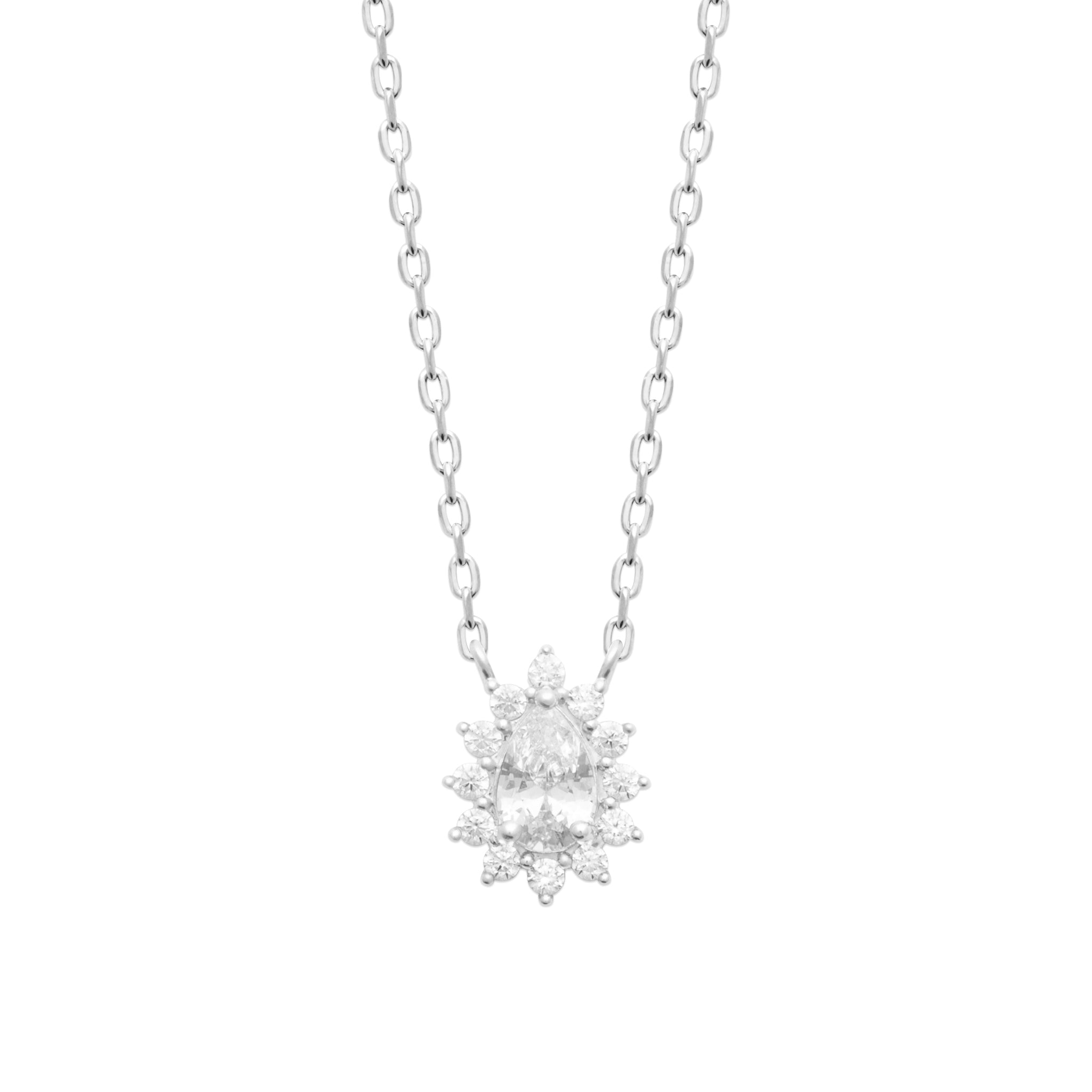 Collier argenté ROMINA en argent 925 et zircons - Collection Cérémonie - Bijou photographié sur fond blanc