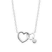 Collier Anaïs en argent pendentif cœurs entrelacés et pendentif zircon - Bijou photographié sur fond blanc