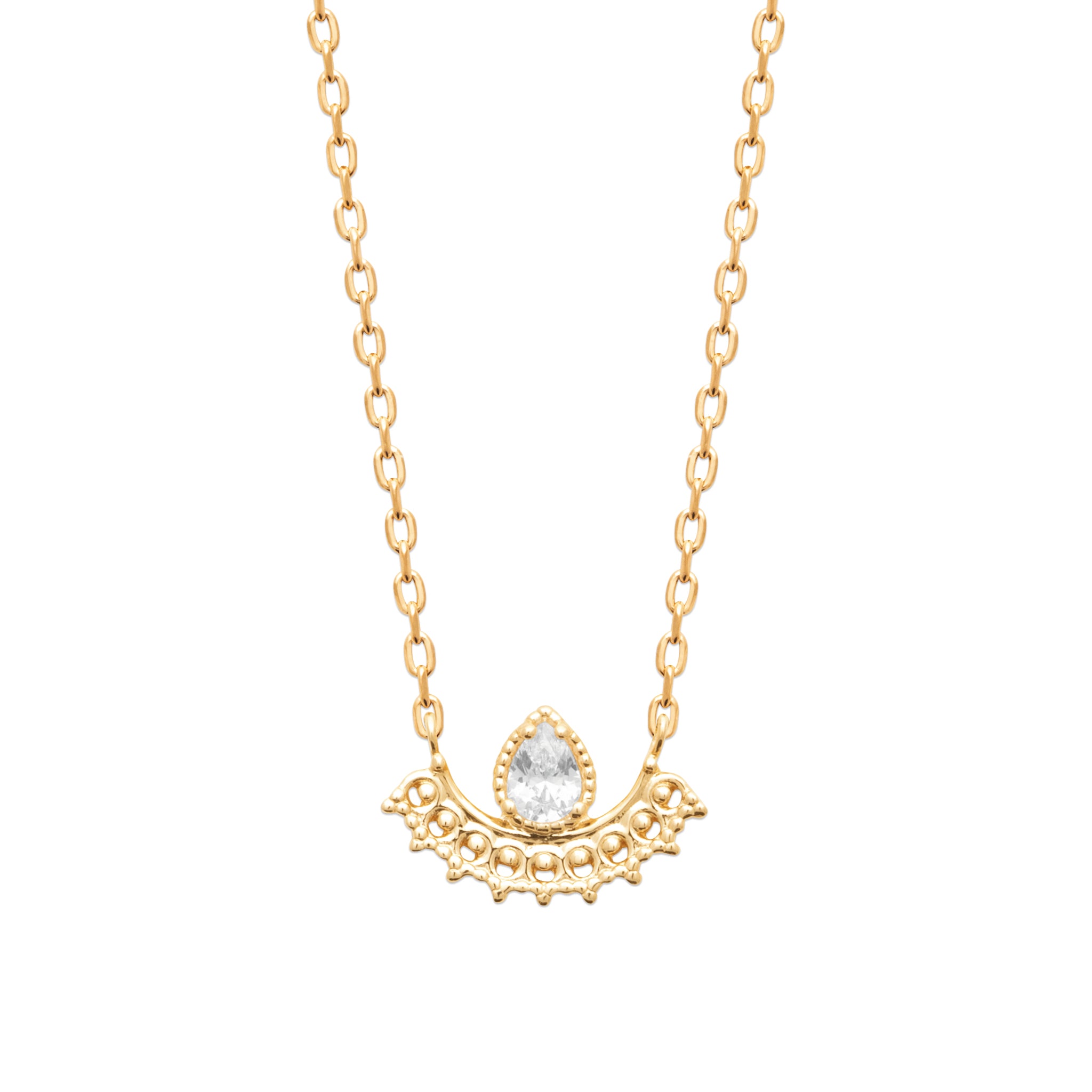 Collier BENA en plaqué or de la collection Sous les étoiles - Bijou photographié sur fond blanc