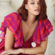 Collier doré grosse maille texturée - Bijou porté