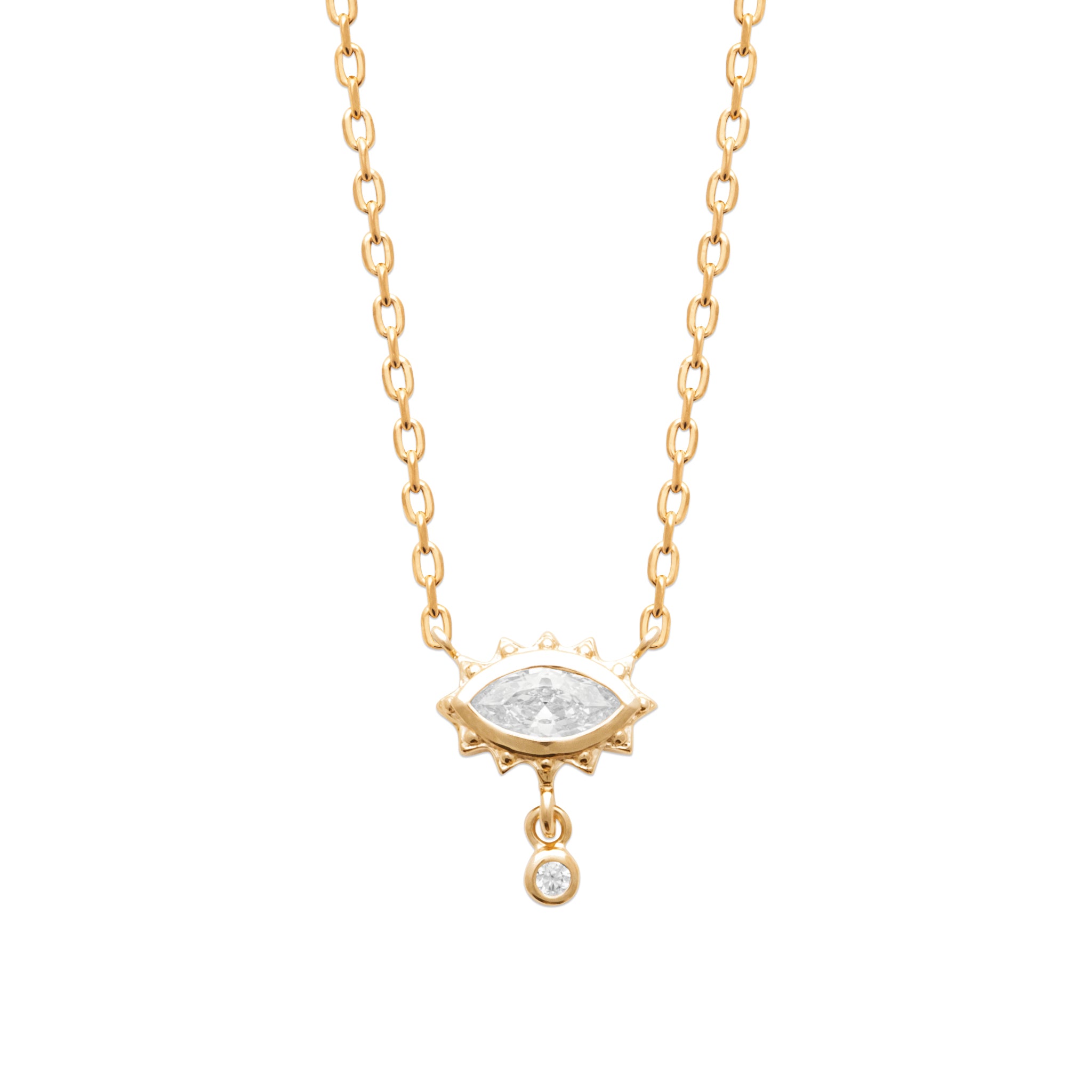 Collier doré et zircons Camille - Bijou photographié sur fond blanc 