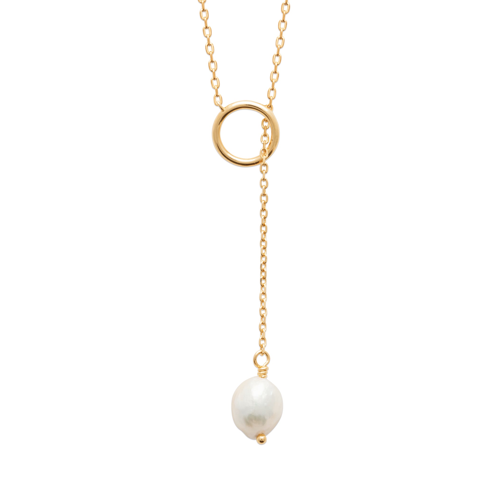 Collier dore nacre eternity - Bijou photographié sur fond blanc
