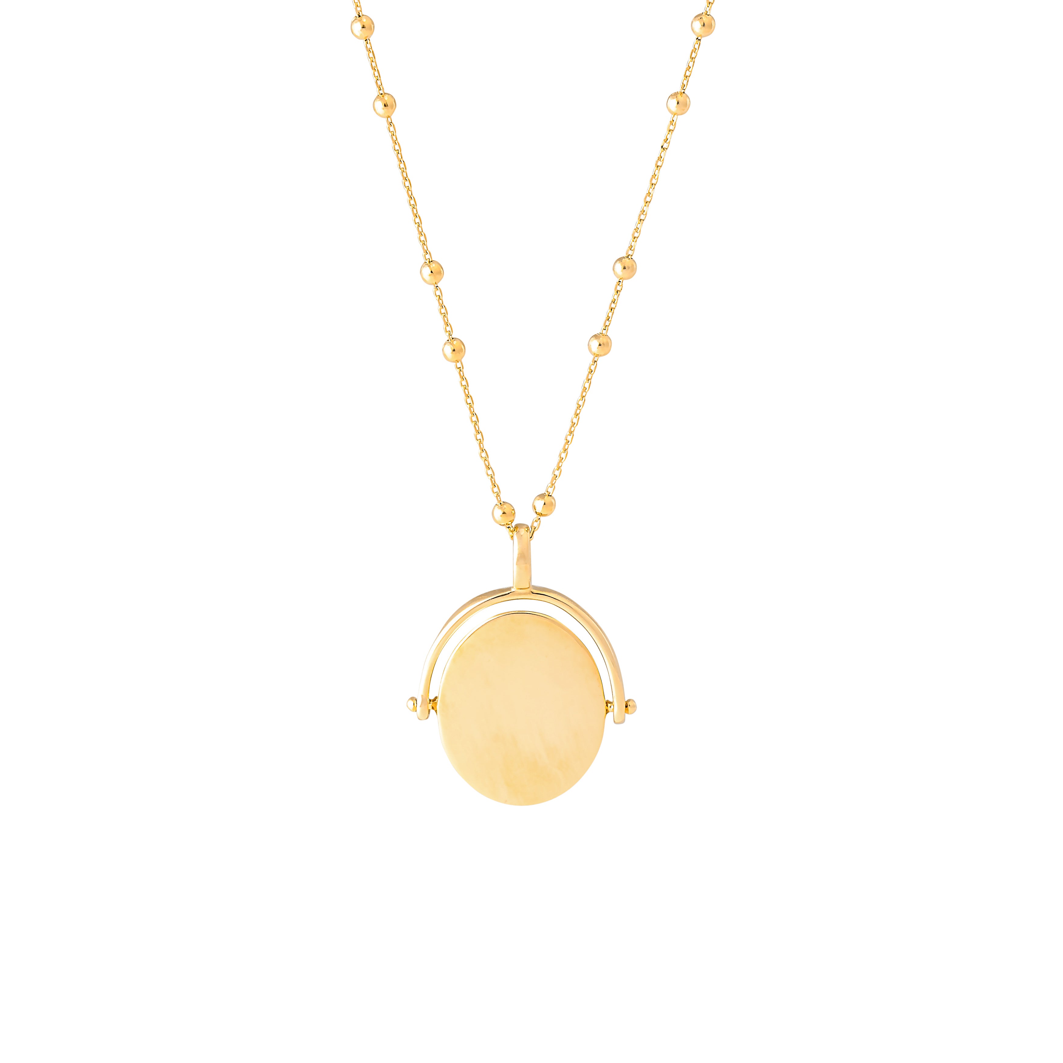 Collier doré personnalisable pour gravure agate noire Joya - Bijou photographié sur fond blanc
