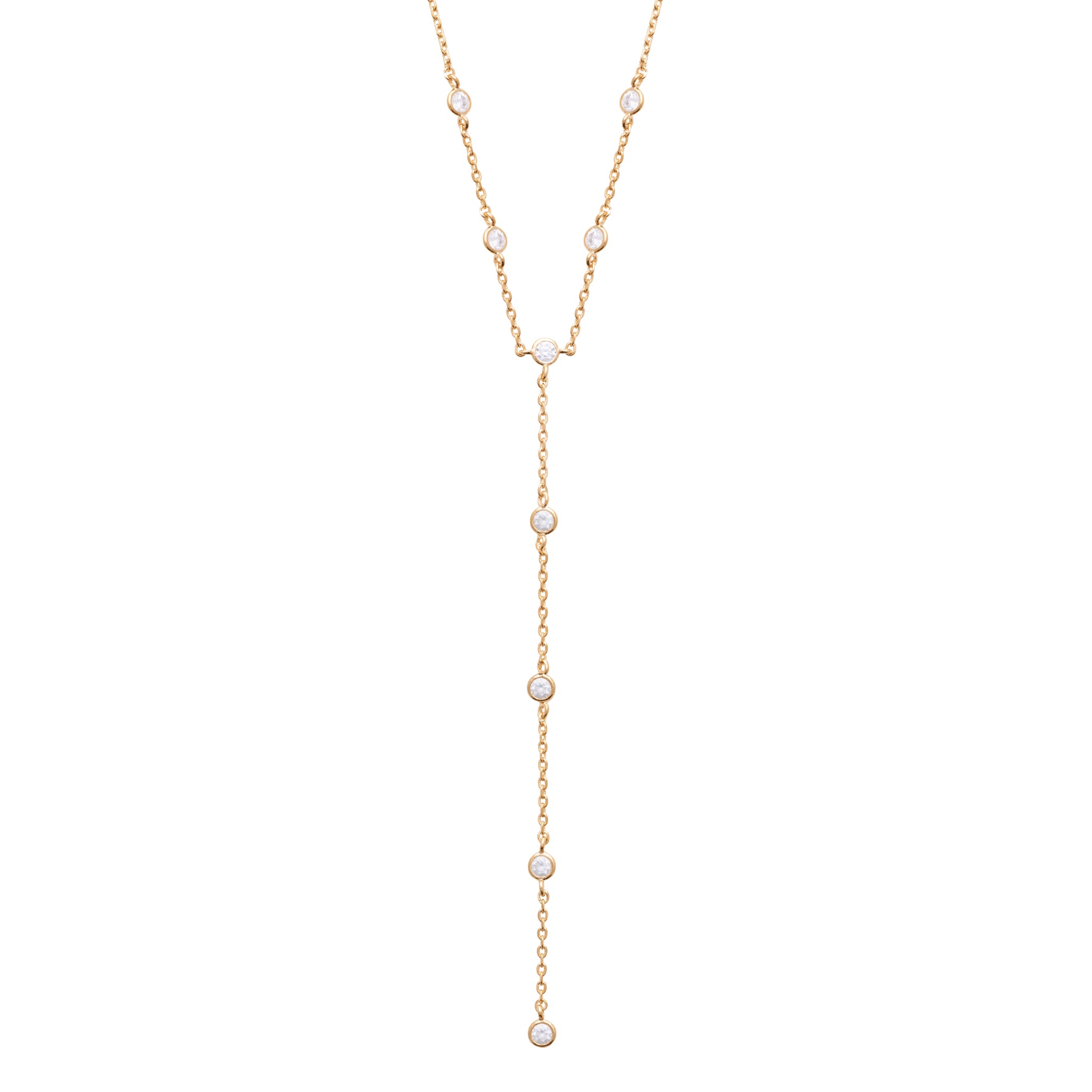 Collier doré Fred plongeant avec zircons - Bijou photographié sur fond blanc 