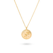 Collier doré signe astrologique Sagittaire - Bijou photographié sur fond blanc