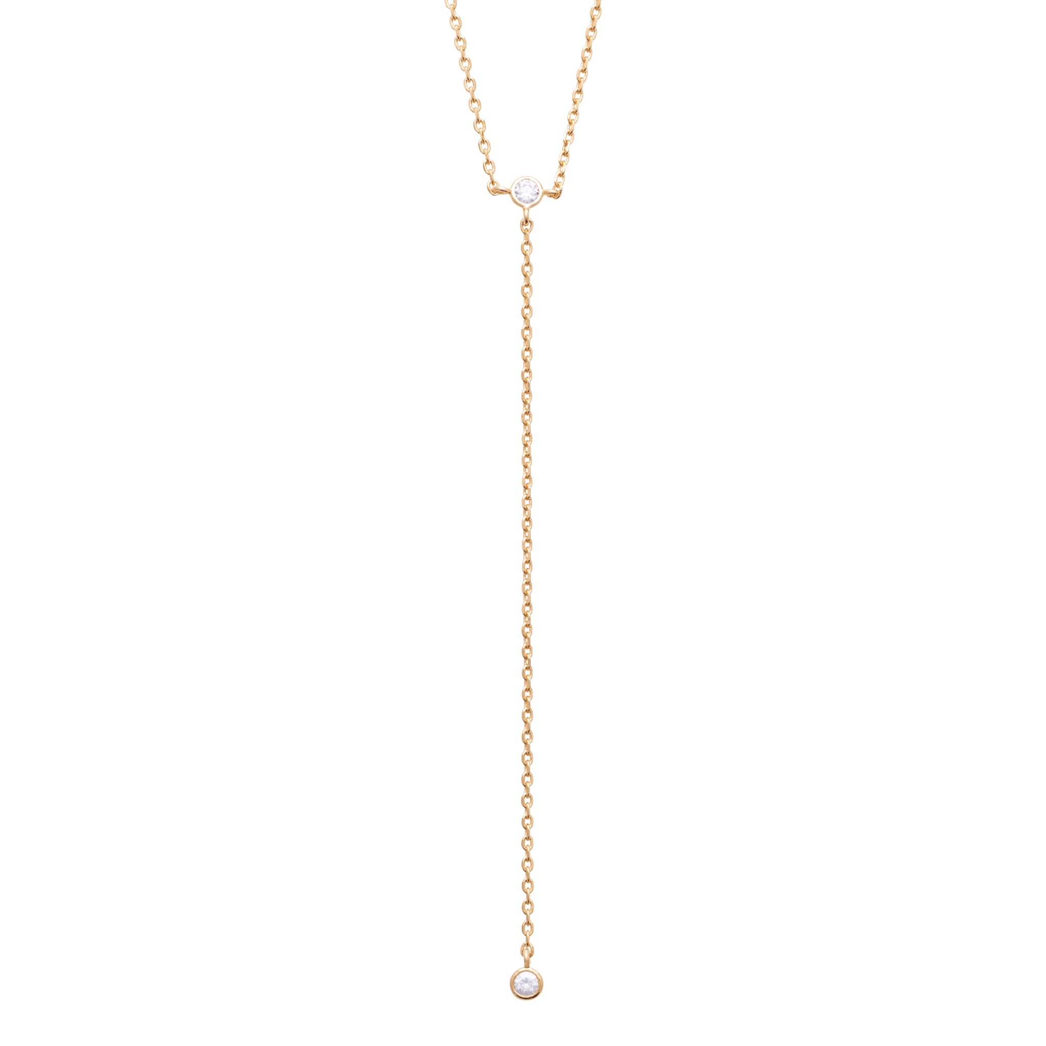 Collier cravate MIDYA en laiton doré 3 microns avec zircons - Collection Cérémonie - Bijou photographié sur fond blanc