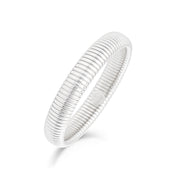 Jonc argenté strié clarisse 12mm - Bijou photographié sur fond blanc