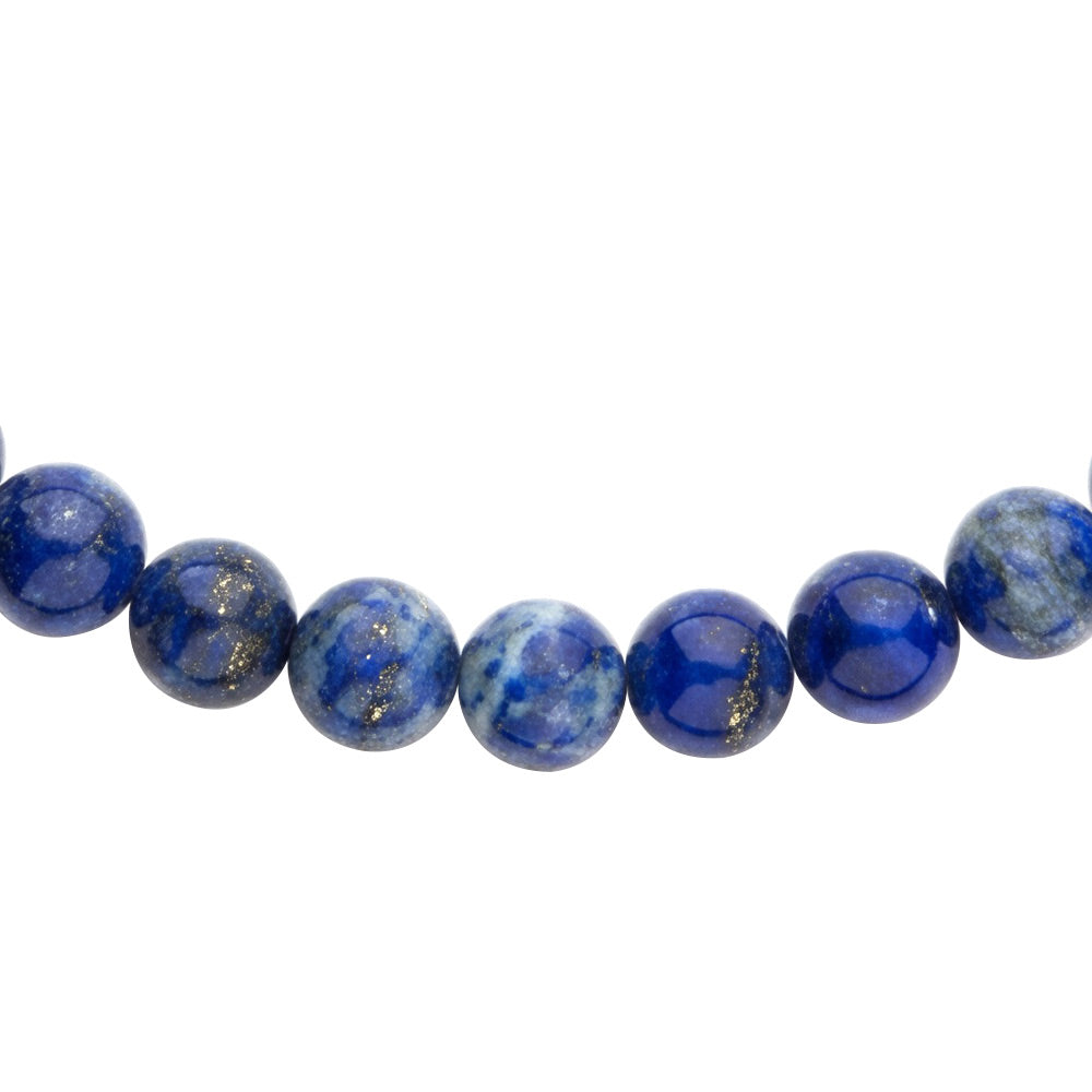 Bracelet personnalisable lapis lazuli pour médaille à graver argent Léo 4 mm