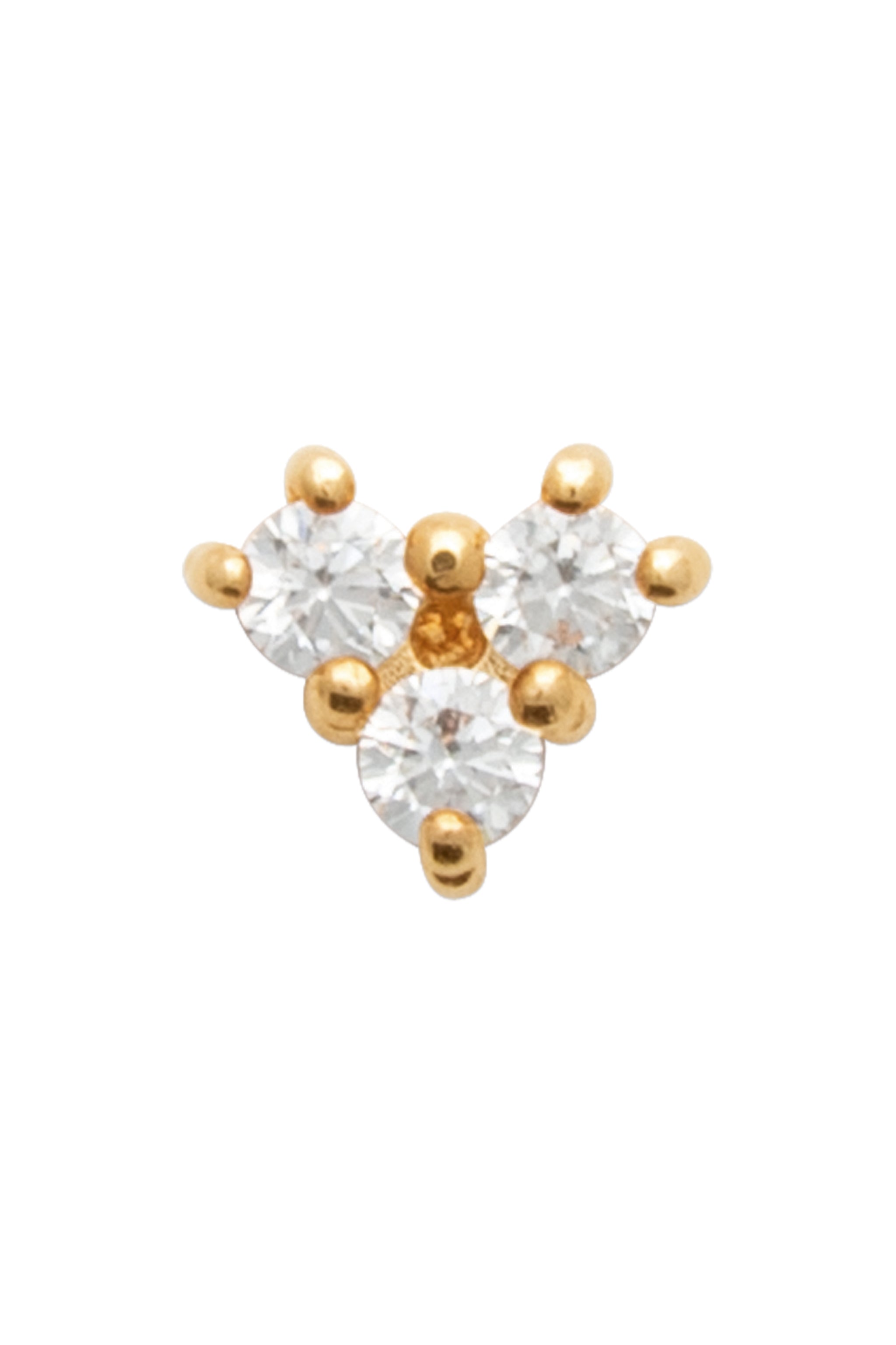 Piercing doré zircons - Bijou photographié sur fond blanc