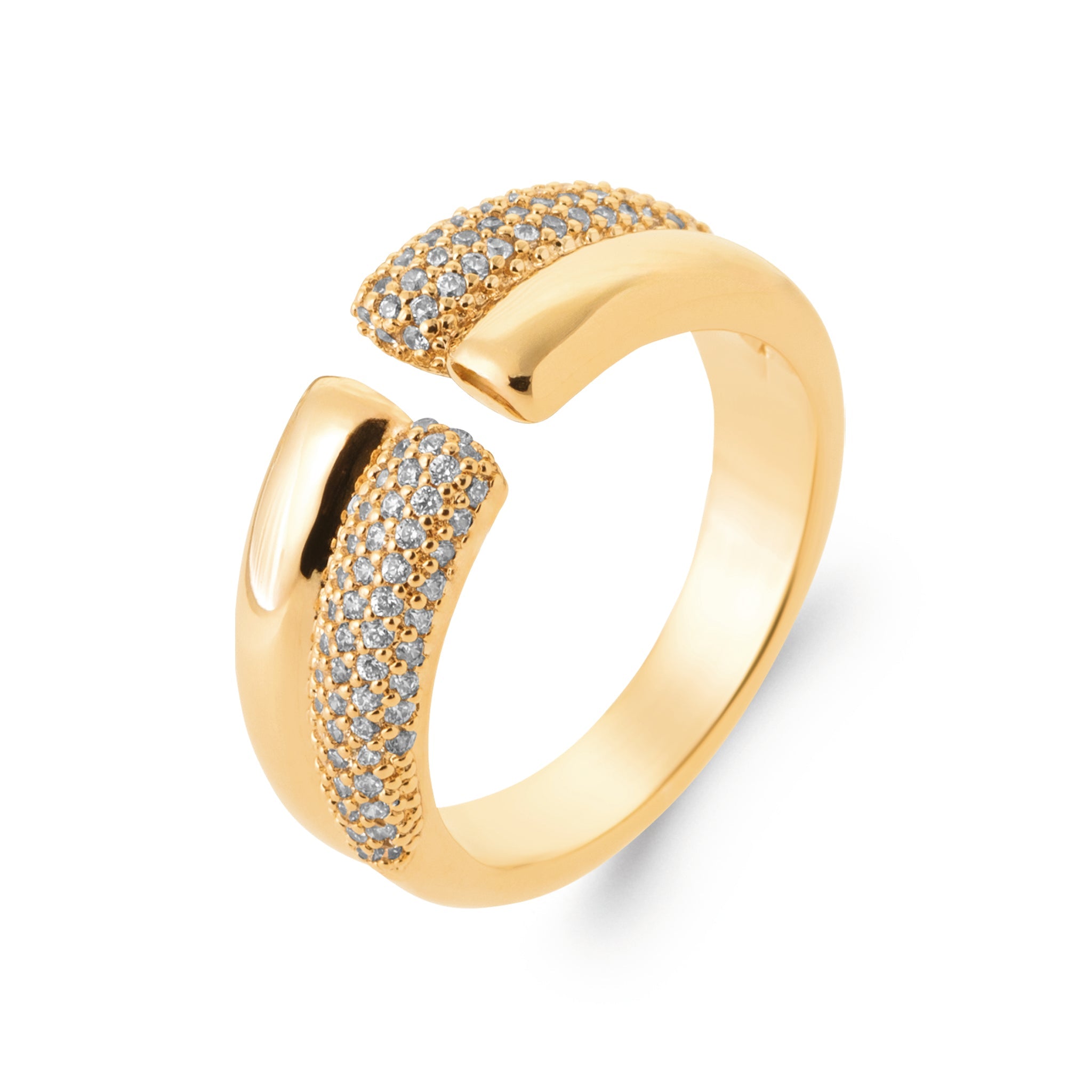 Bague dorée Laurence zircons - Bijou photographié sur fond blanc
