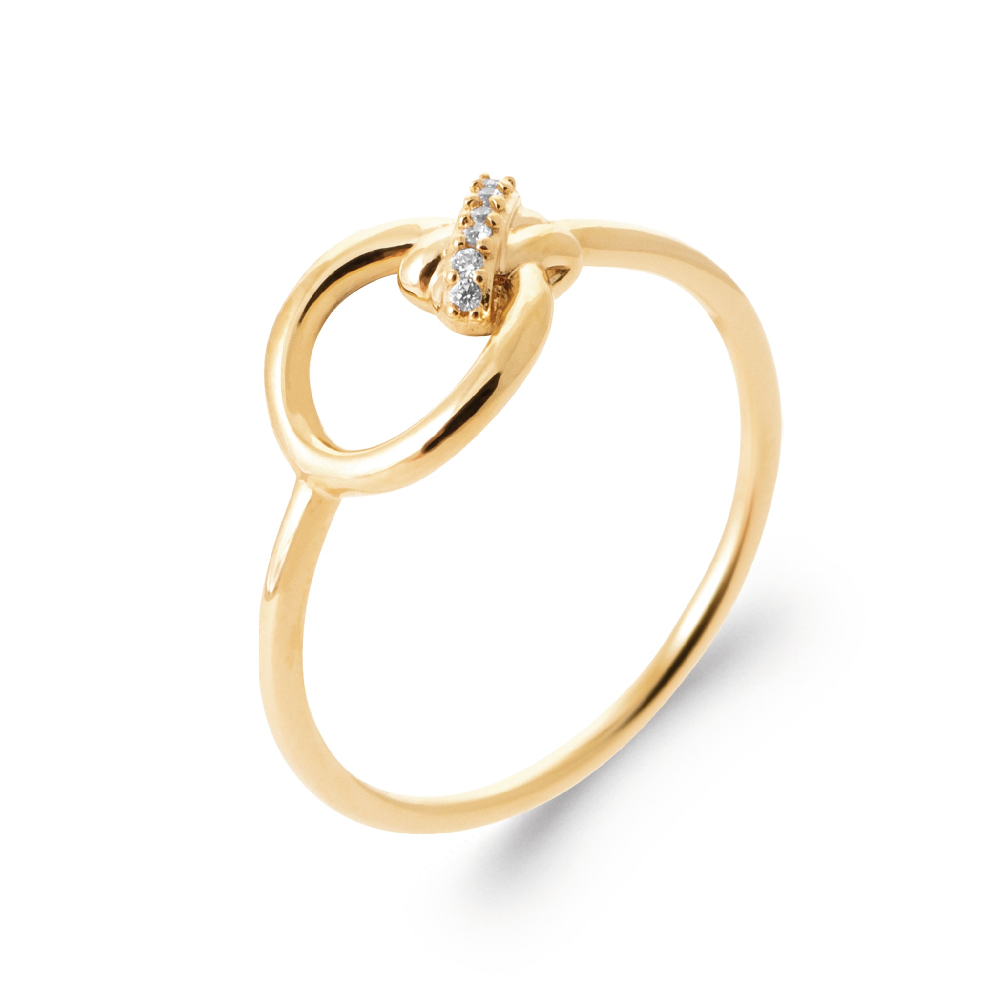 Bague dorée Marlow nœud zircons - Bijou photographié sur fond blanc