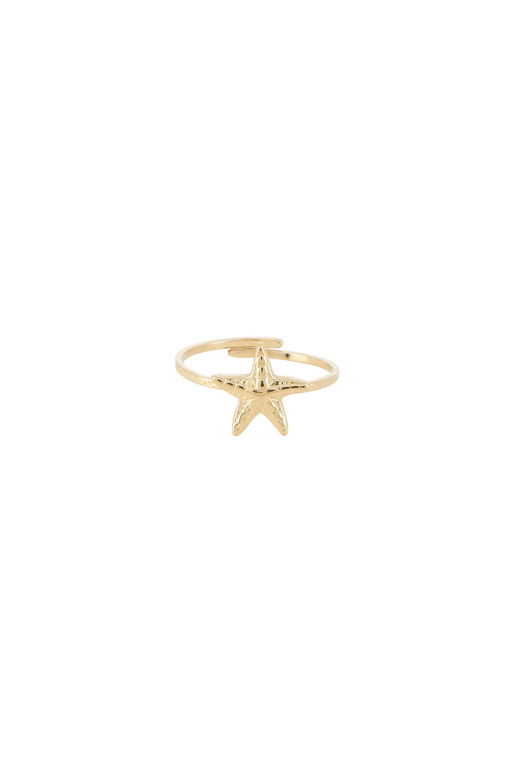 Bague dorée Naza étoile de mer - Bijou photographié sur fond blanc